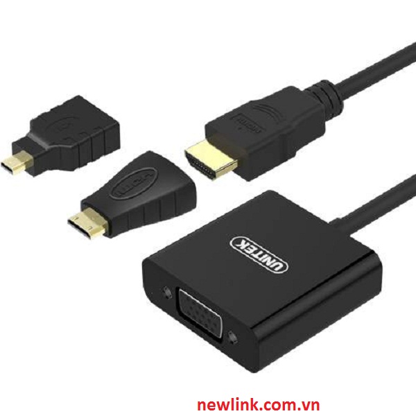 Cáp chuyển đổi HDMI to VGA + Audio hỗ trợ DC 5V Chính hãng Unitek Y-6355